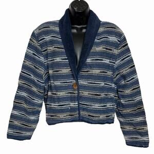 Vtg Western Chenille Tapestry Blazer Jacket 80s 90s Cropped Boho New Identity L